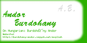 andor burdohany business card